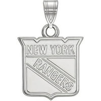 Логорт 14К Бело злато NHL Logoart New York Rangers мал приврзок