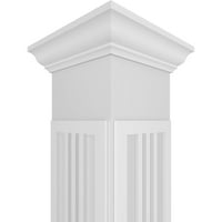 Ekena Millwork 12 W 9'H Craftsman Classic Square Non-Tapered San Miguel Mission Style Fretwork Column W Crown Capital & Crown